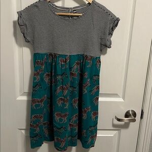 TEA girls mixed print empire dress in a dazzle of zebras